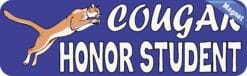 10in x 3in Blue Cougar Honor Student Magnet School Mascot Bumper