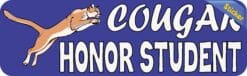 10in x 3in Blue Cougar Honor Student Bumper Sticker Vinyl School Decal