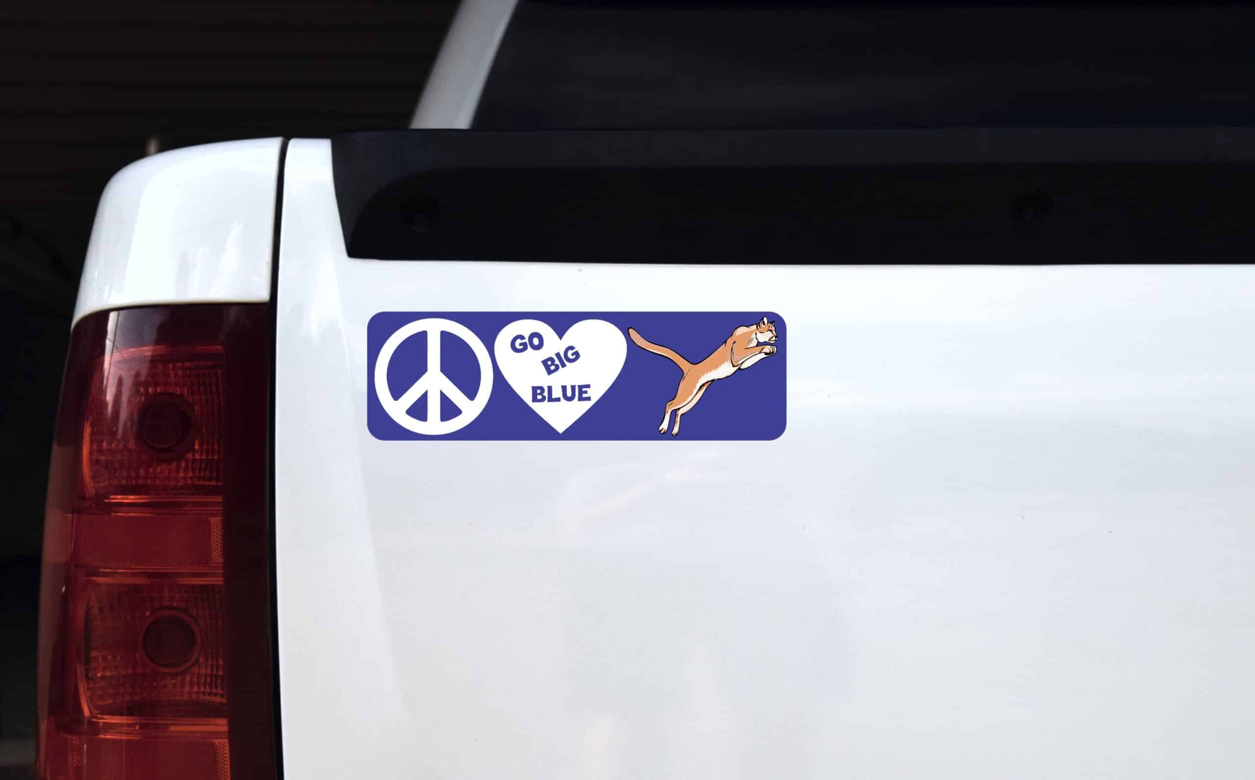10in x 3in Peace Love Cougars Magnet School Mascot Car Truck Bumper