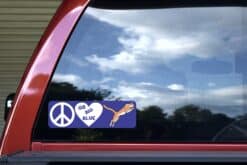 10in x 3in Peace Love Cougars Bumper Sticker School Mascot Vehicle Decal