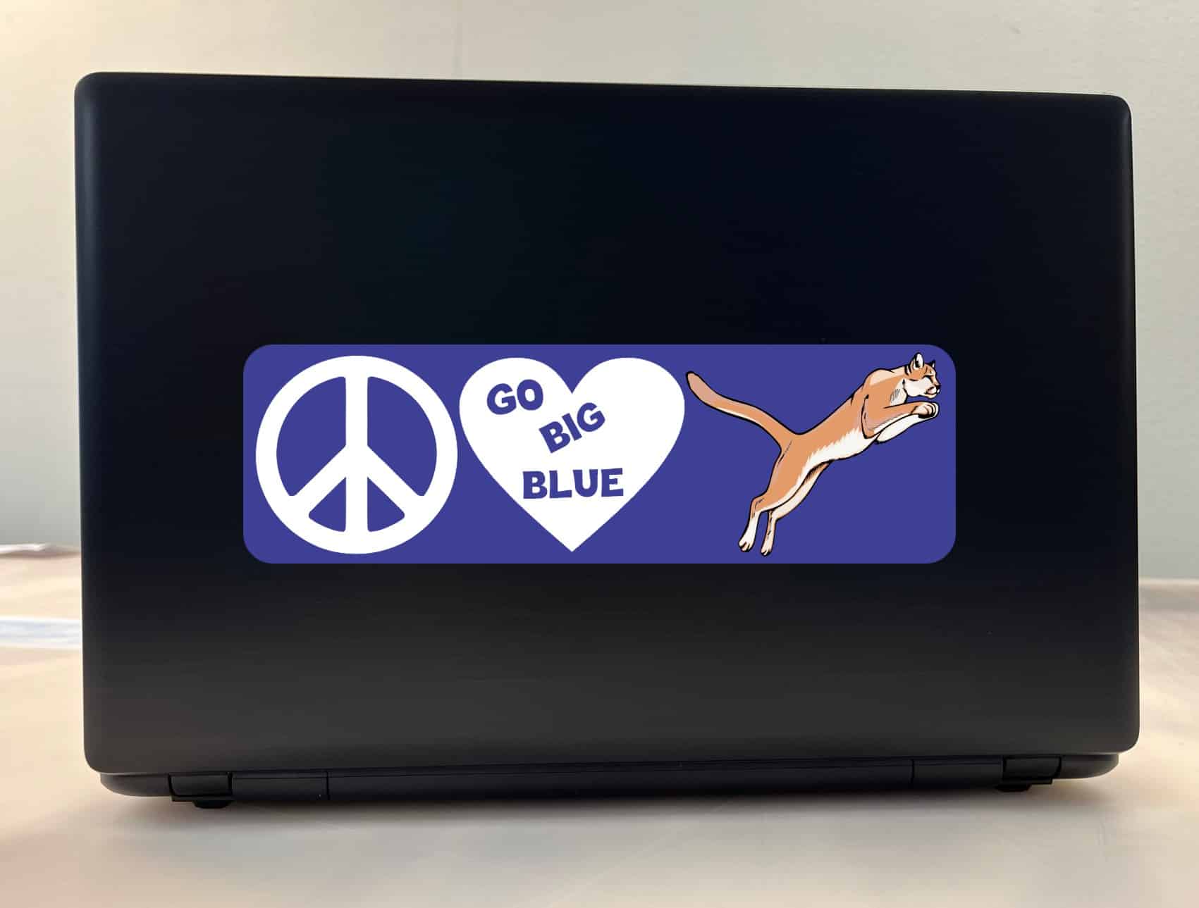 10in x 3in Peace Love Cougars Bumper Sticker School Mascot Vehicle Decal