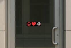10in x 3in Peace Love Bulldogs Bumper Sticker School Mascot Vehicle Decal