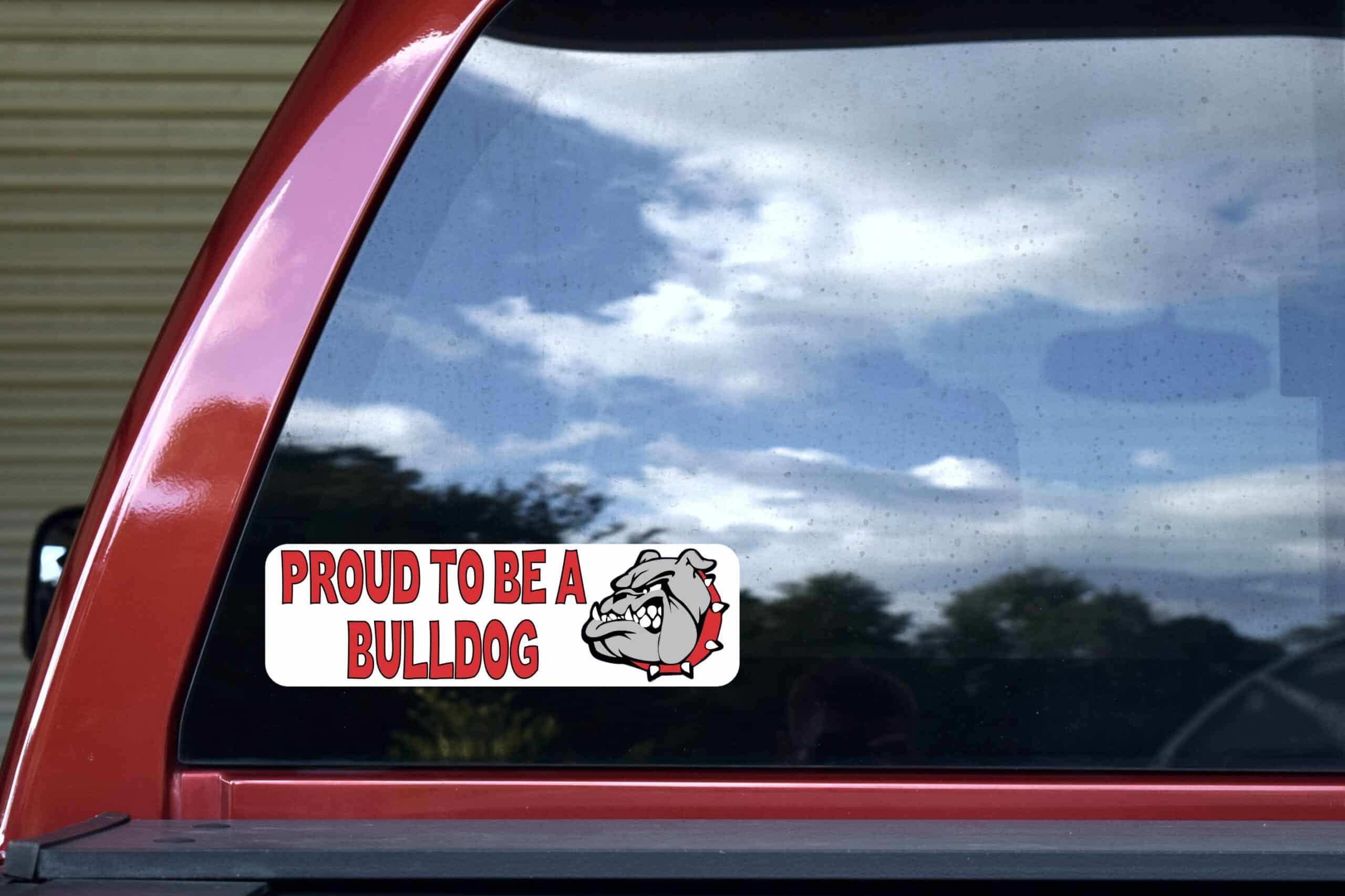 10in x 3in Red Proud to Be a Bulldog Bumper Sticker Vinyl School