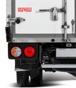 wide turns sticker on trailer