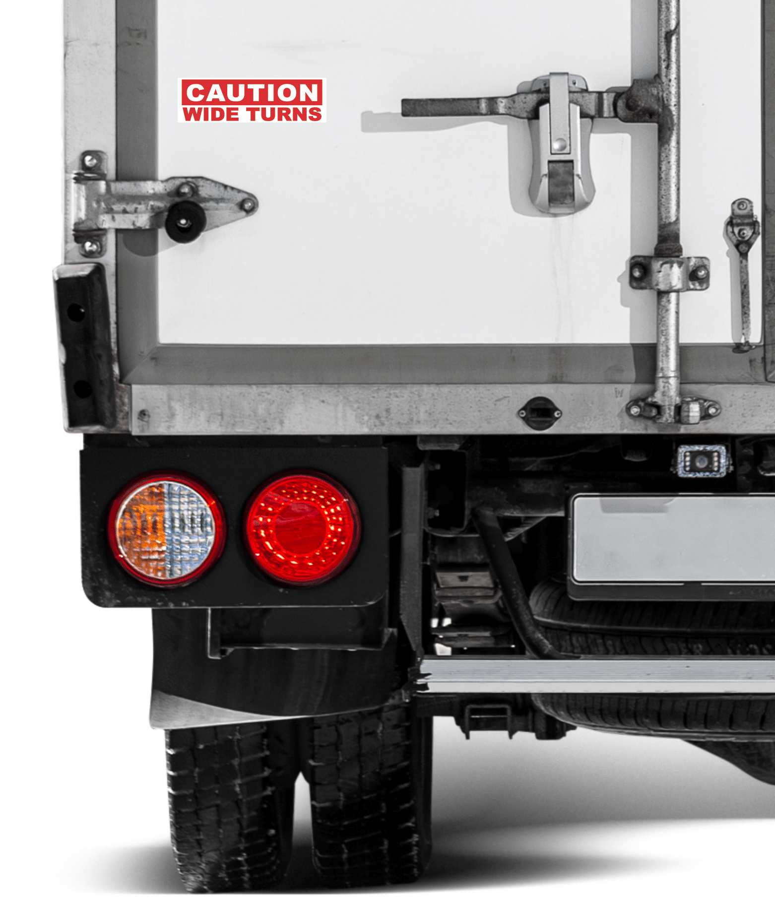 wide turns sticker on trailer