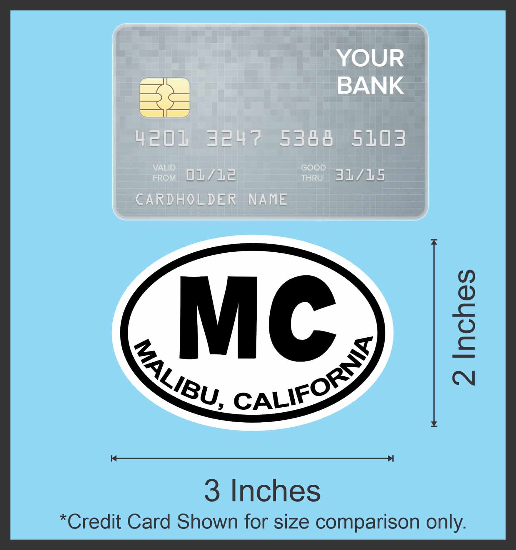 3 x 2 Oval MC Malibu California Sticker Vinyl Travel Decal Hobby Stickers - Image 8