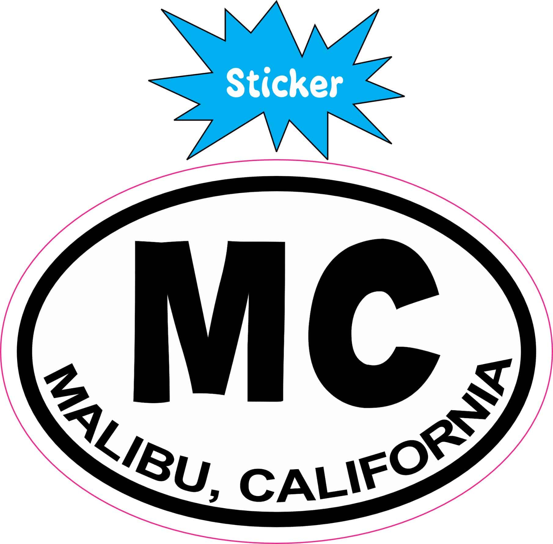 3 x 2 Oval MC Malibu California Sticker Vinyl Travel Decal Hobby Stickers - Image 2