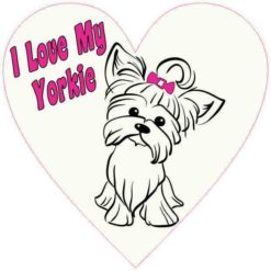 Pink I Love My Yorkie Heart Sticker