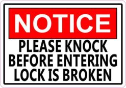 5in x 3.5in Red Notice Knock Before Entering Sticker Decal Stickers