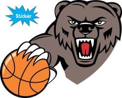 Alternative view of 5inx4in Basketball Bear Mascot Sticker Vinyl School Decal Bumper Stickers