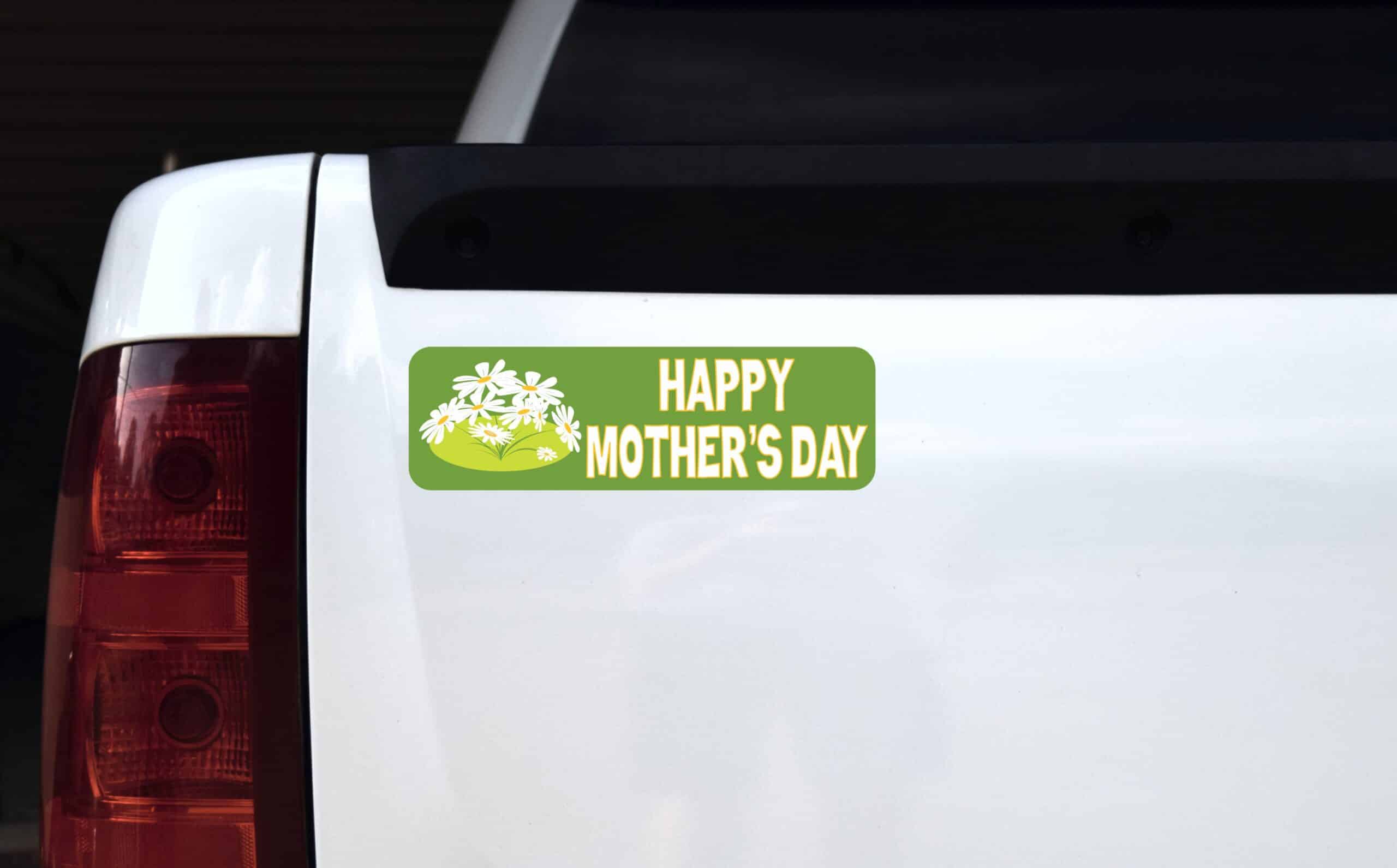 10in x 3in Green Happy Mother's Day Bumper Sticker Vinyl Holiday Decal