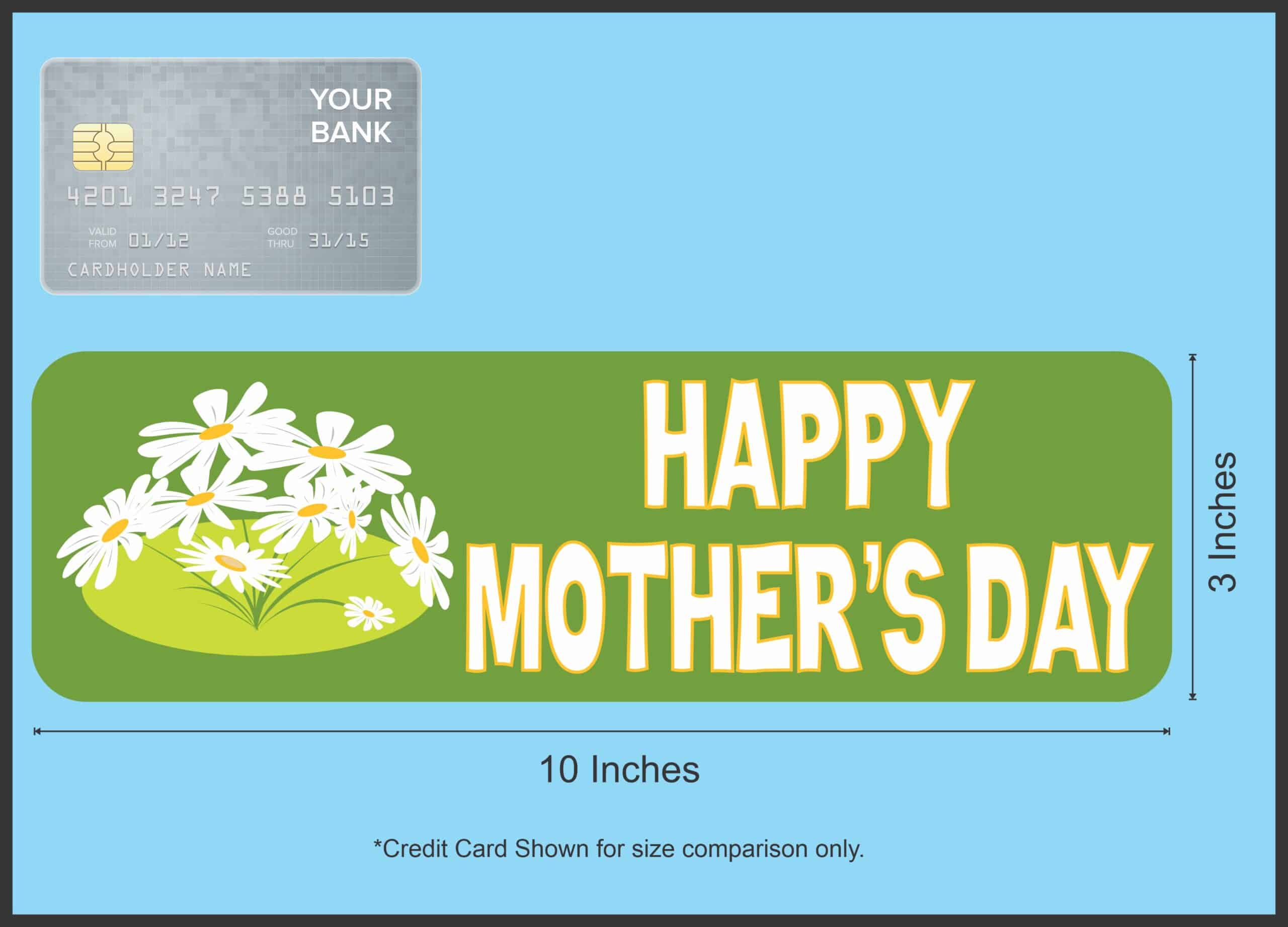 10in x 3in Green Happy Mother's Day Bumper Sticker Vinyl Holiday Decal