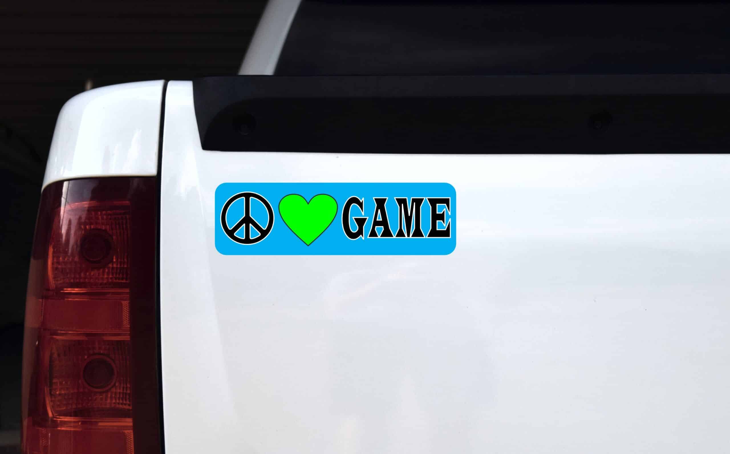 10in x 3in Peace Love Game Magnet Vinyl Magnetic Hobby Vehicle