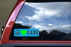 10in x 3in Peace Love Game Bumper Sticker Vinyl Vehicle Hobby Stickers