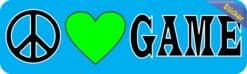 10in x 3in Peace Love Game Bumper Sticker Vinyl Vehicle Hobby Stickers