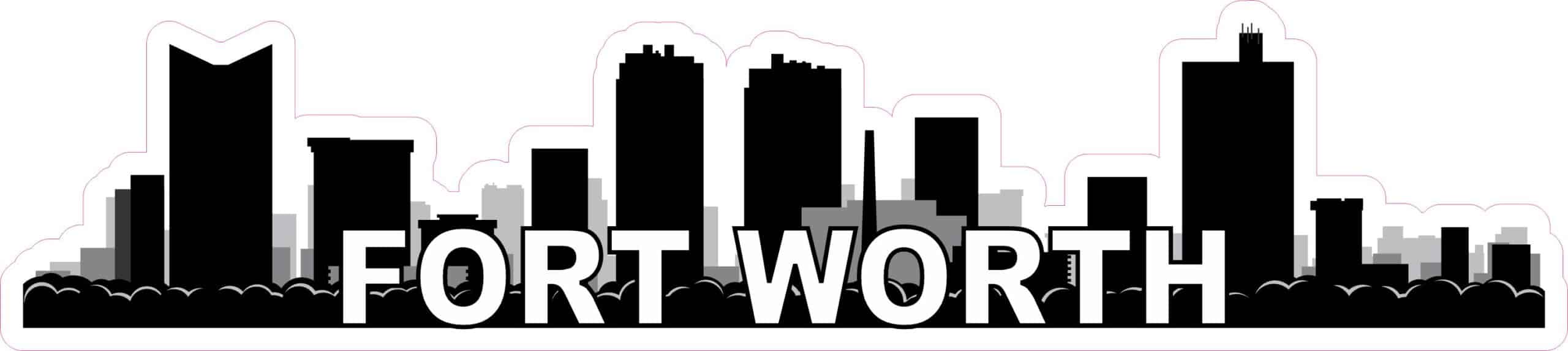 10in x 2.25in Fort Worth Skyline Sticker Vinyl Vehicle Travel Stickers