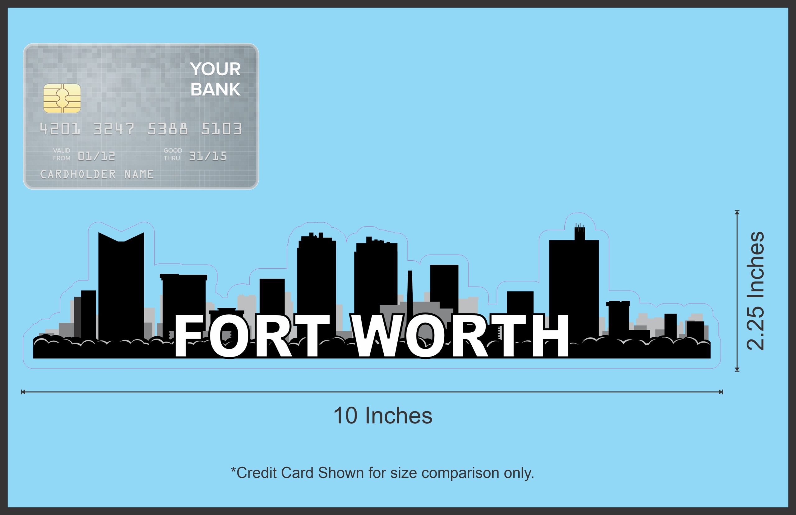 10in x 2.25in Fort Worth Skyline Sticker Vinyl Vehicle Travel Stickers