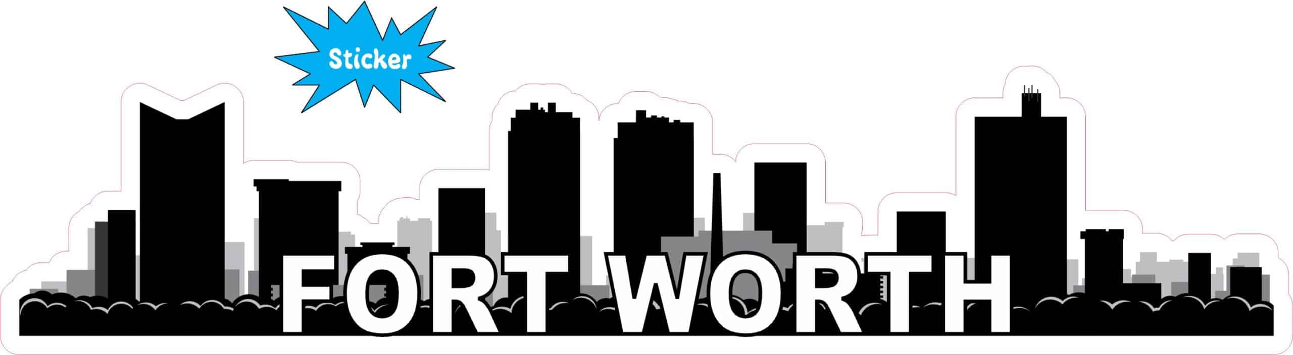 10in x 2.25in Fort Worth Skyline Sticker Vinyl Vehicle Travel Stickers