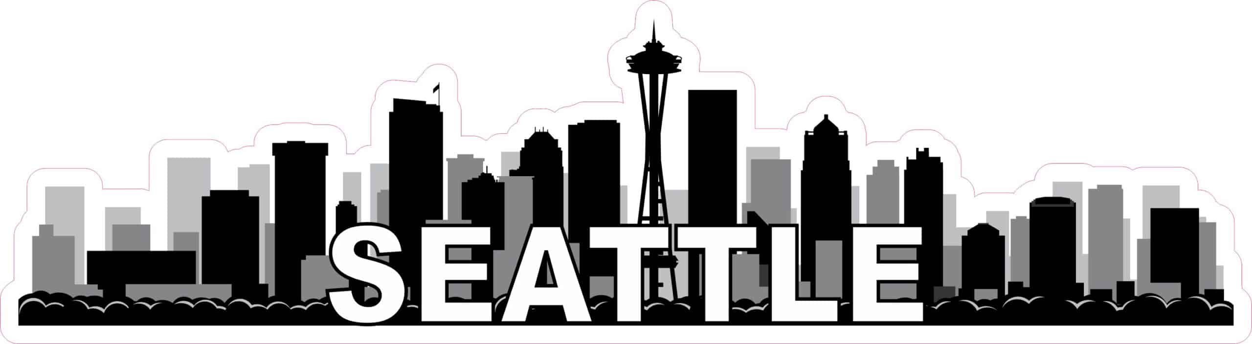 10x2.75 Seattle Skyline Sticker Vinyl Vehicle Bumper Stickers Tr