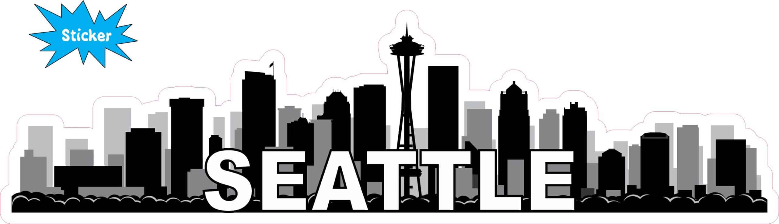 10x2.75 Seattle Skyline Sticker Vinyl Vehicle Bumper Stickers Tr