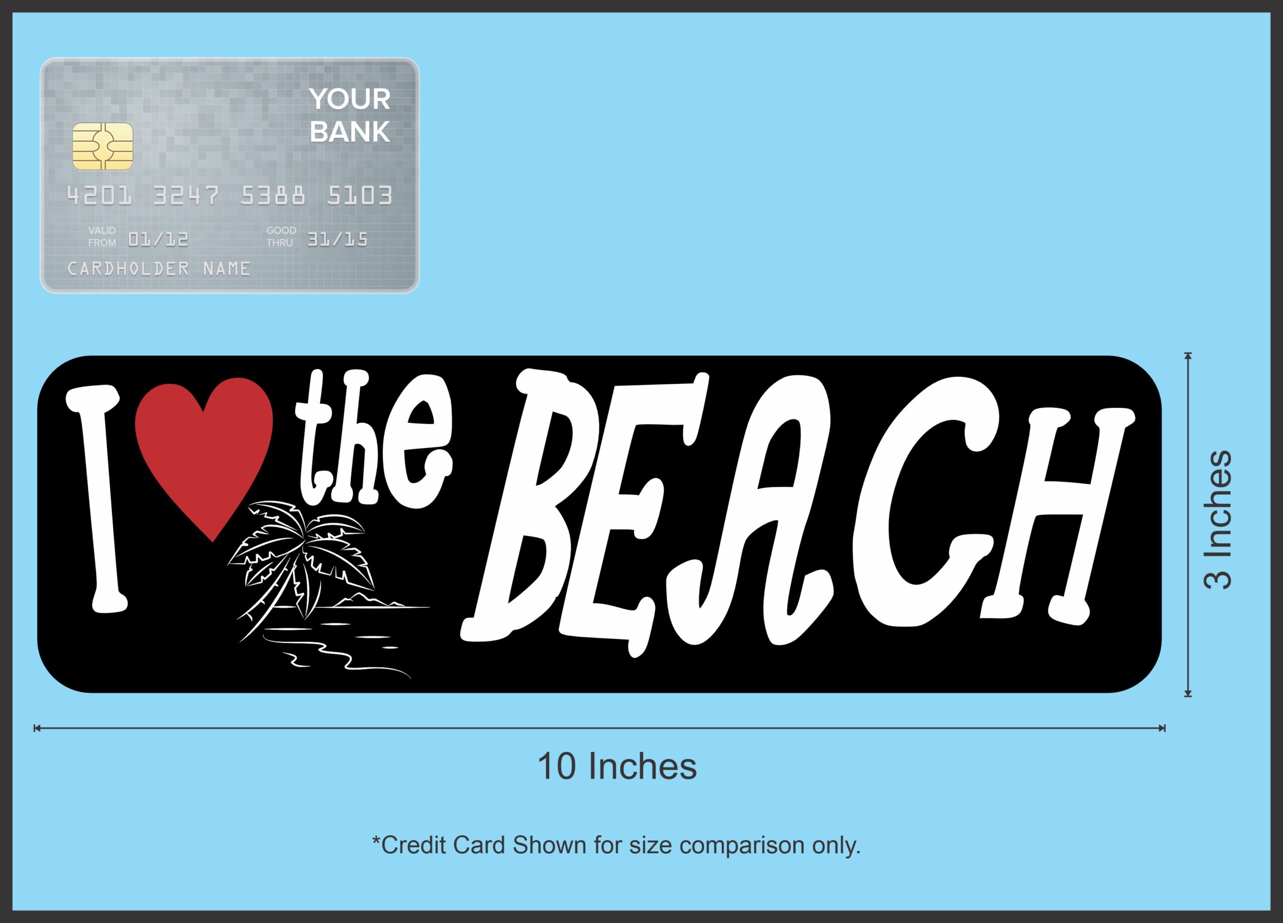 10in x 3in I Heart The Beach Bumper Sticker Vinyl Vehicle Hobby Sticker