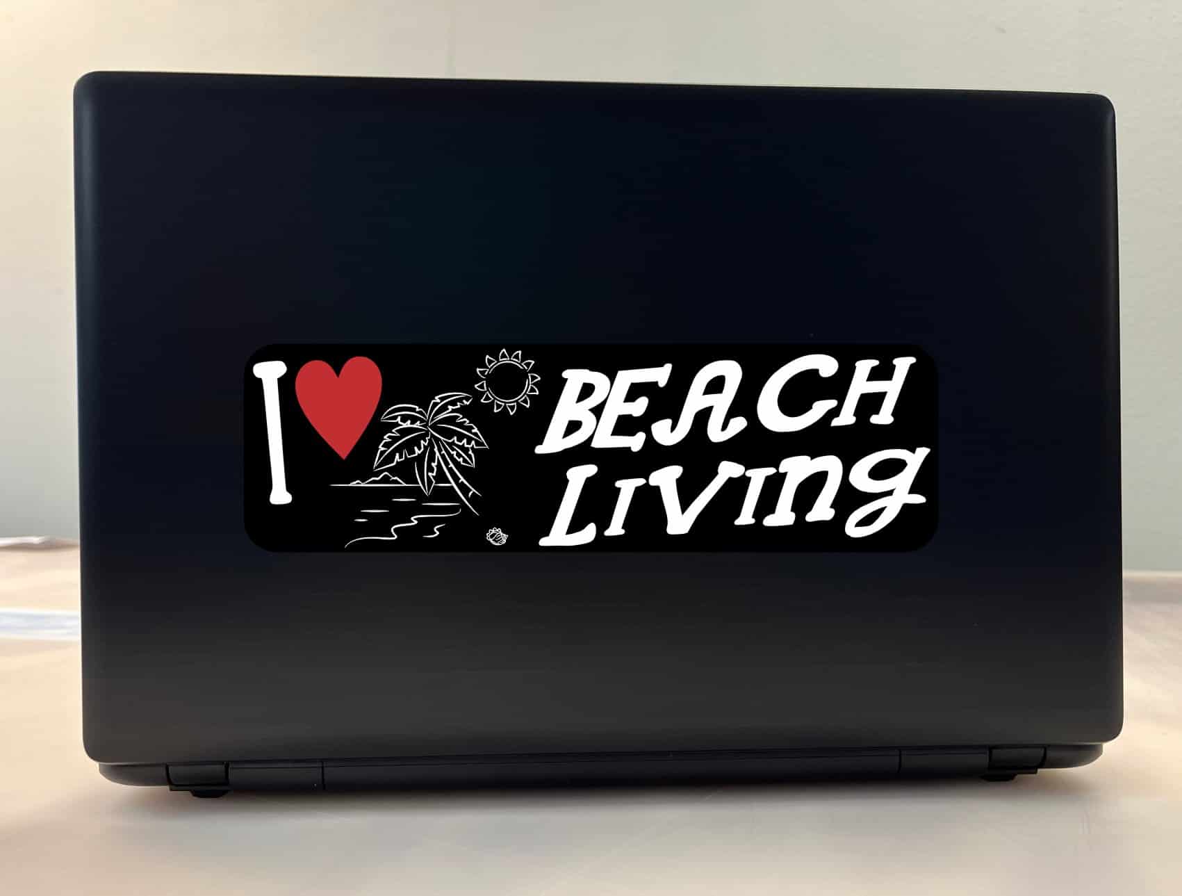 10in x 3in I Love Beach Living Bumper Sticker Vinyl Hobby Vehicle Decal