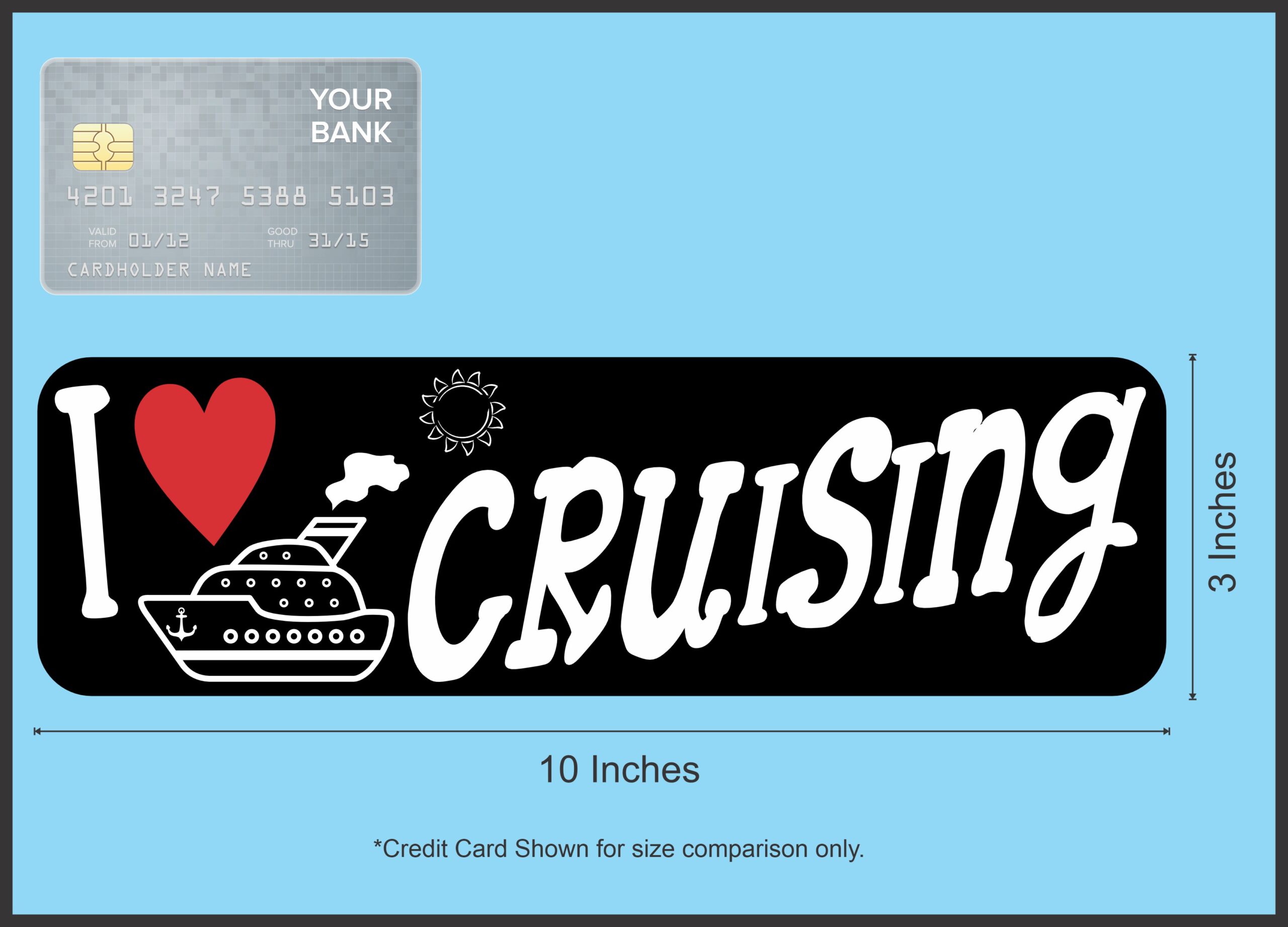 10in x 3in I Love Cruising Bumper Sticker Vinyl Travel Decal Hobby Stickers