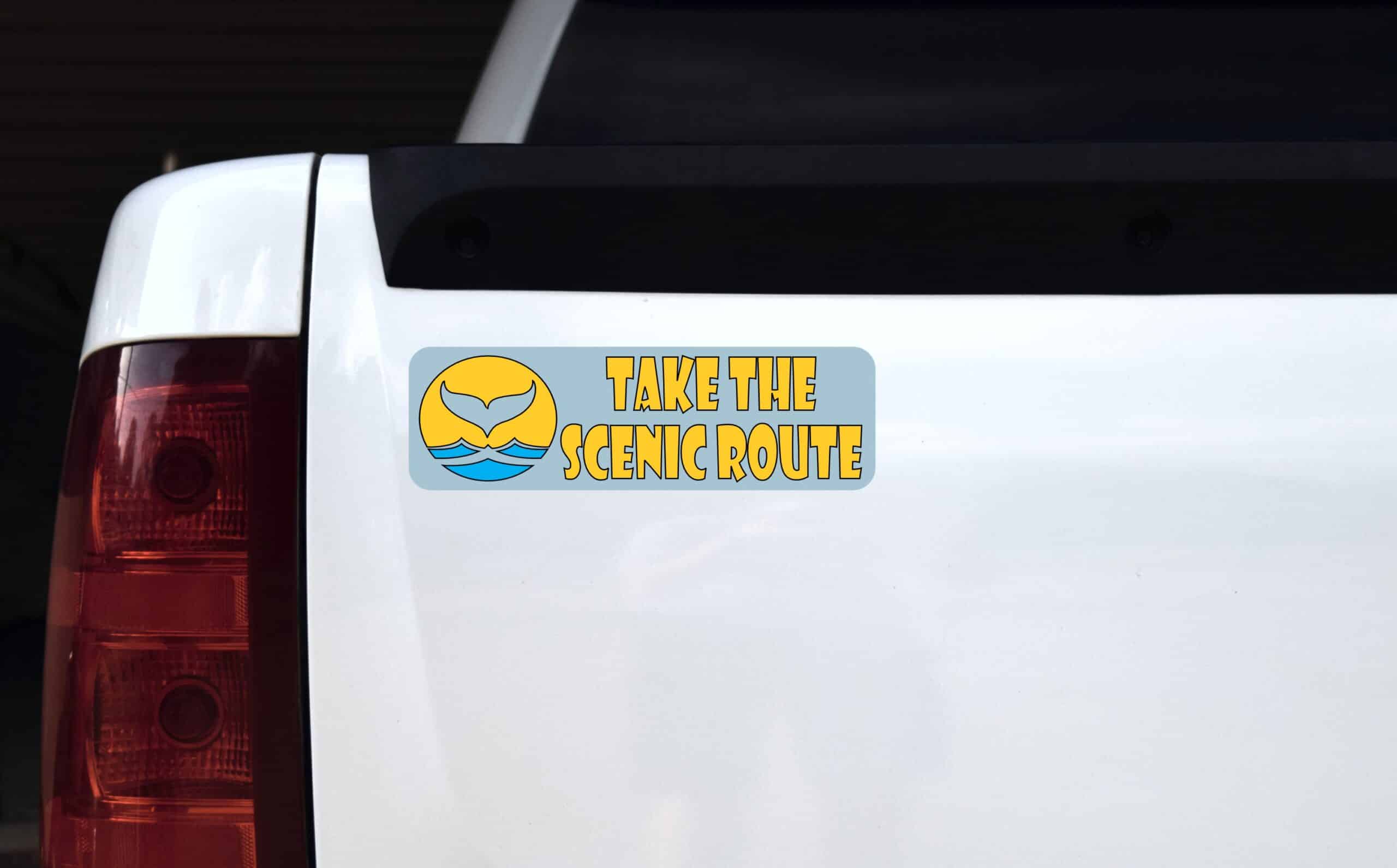 10in x 3in Take the Scenic Route Whale Watching Bumper Sticker Vinyl Decal