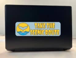 10in x 3in Take the Scenic Route Whale Watching Bumper Sticker Vinyl Decal