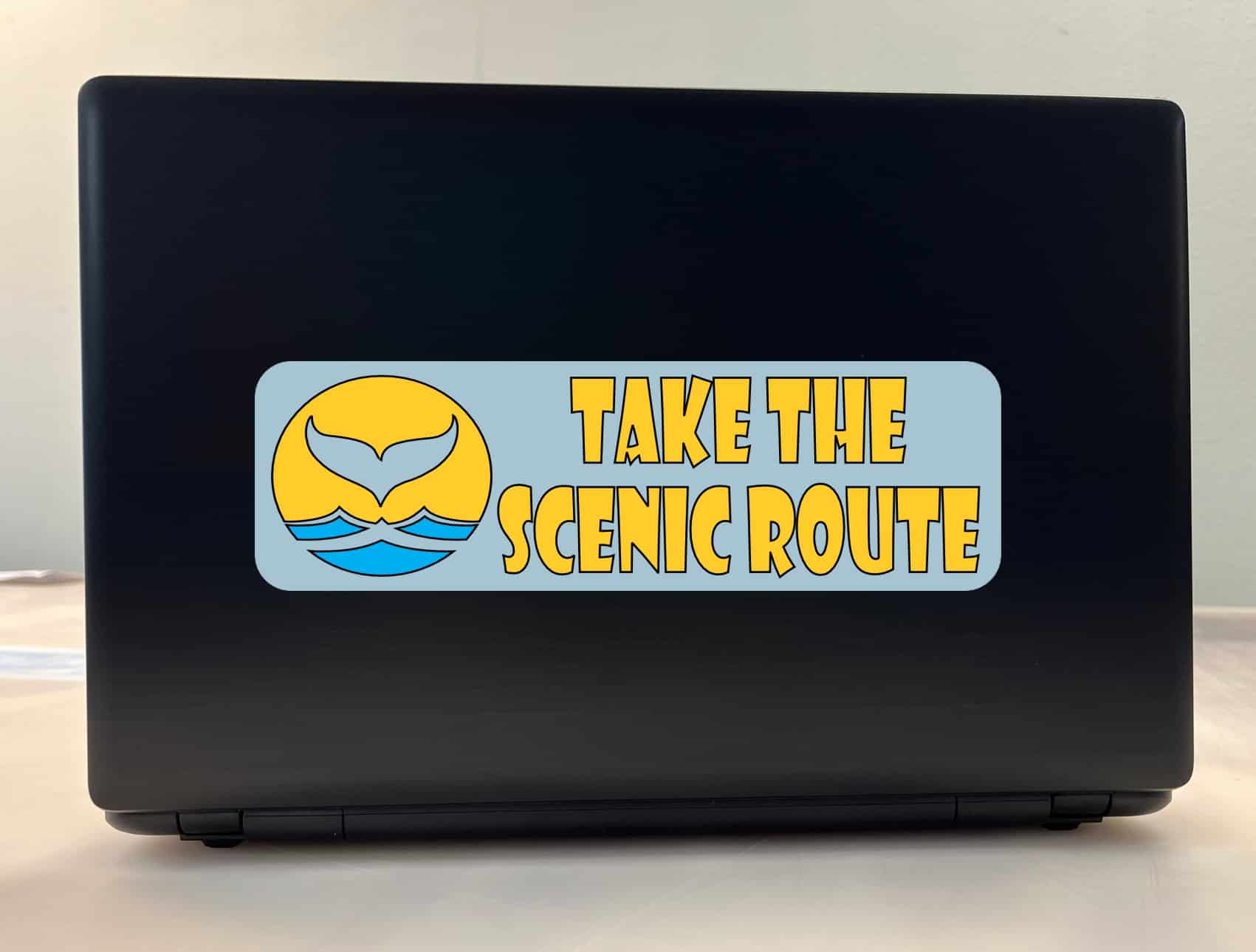 10in x 3in Take the Scenic Route Whale Watching Bumper Sticker Vinyl Decal
