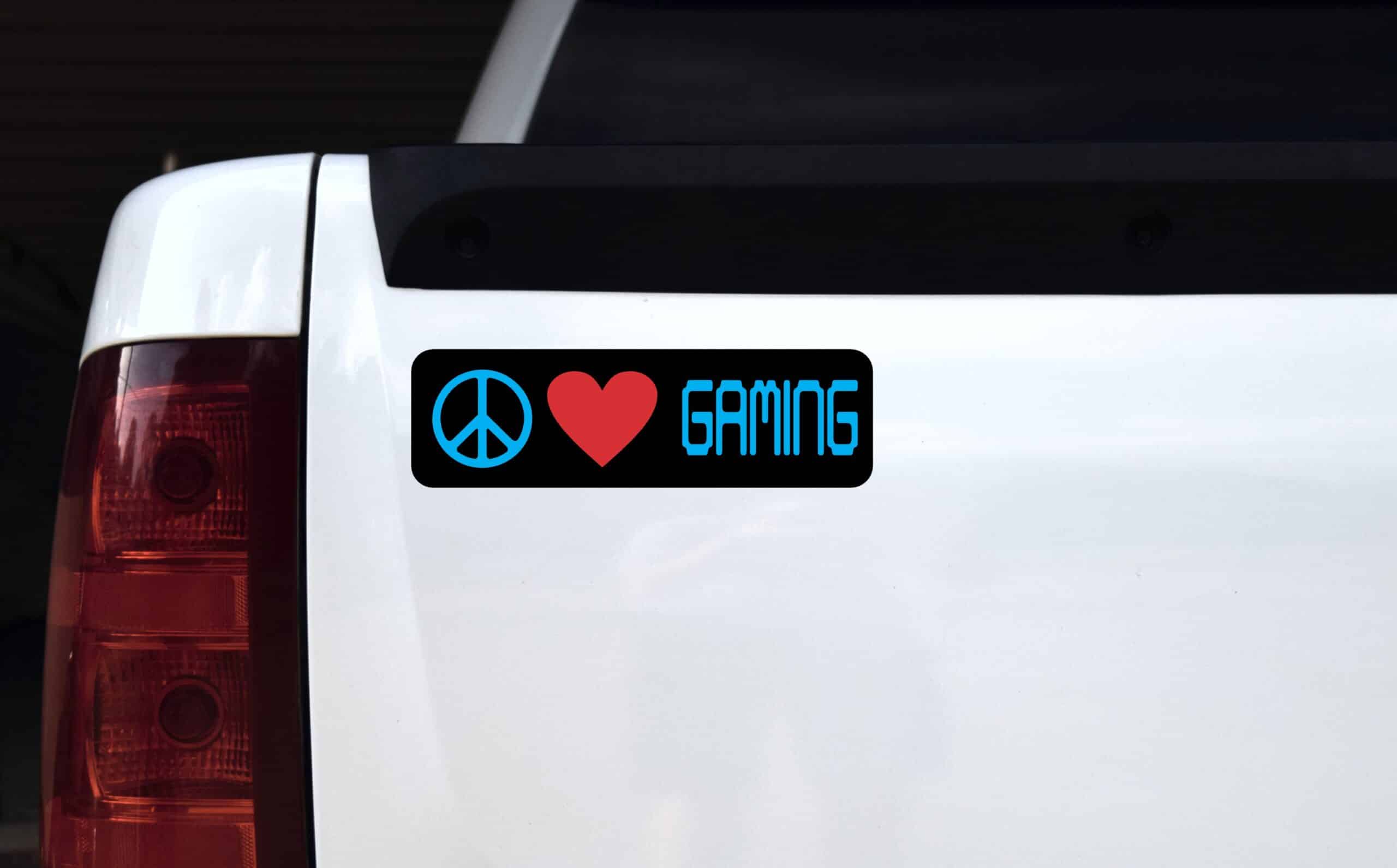 10in x 3in Blue Peace Love Gaming Bumper Sticker Video Game Vehicle Decal