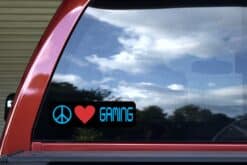 10in x 3in Blue Peace Love Gaming Bumper Sticker Video Game Vehicle Decal