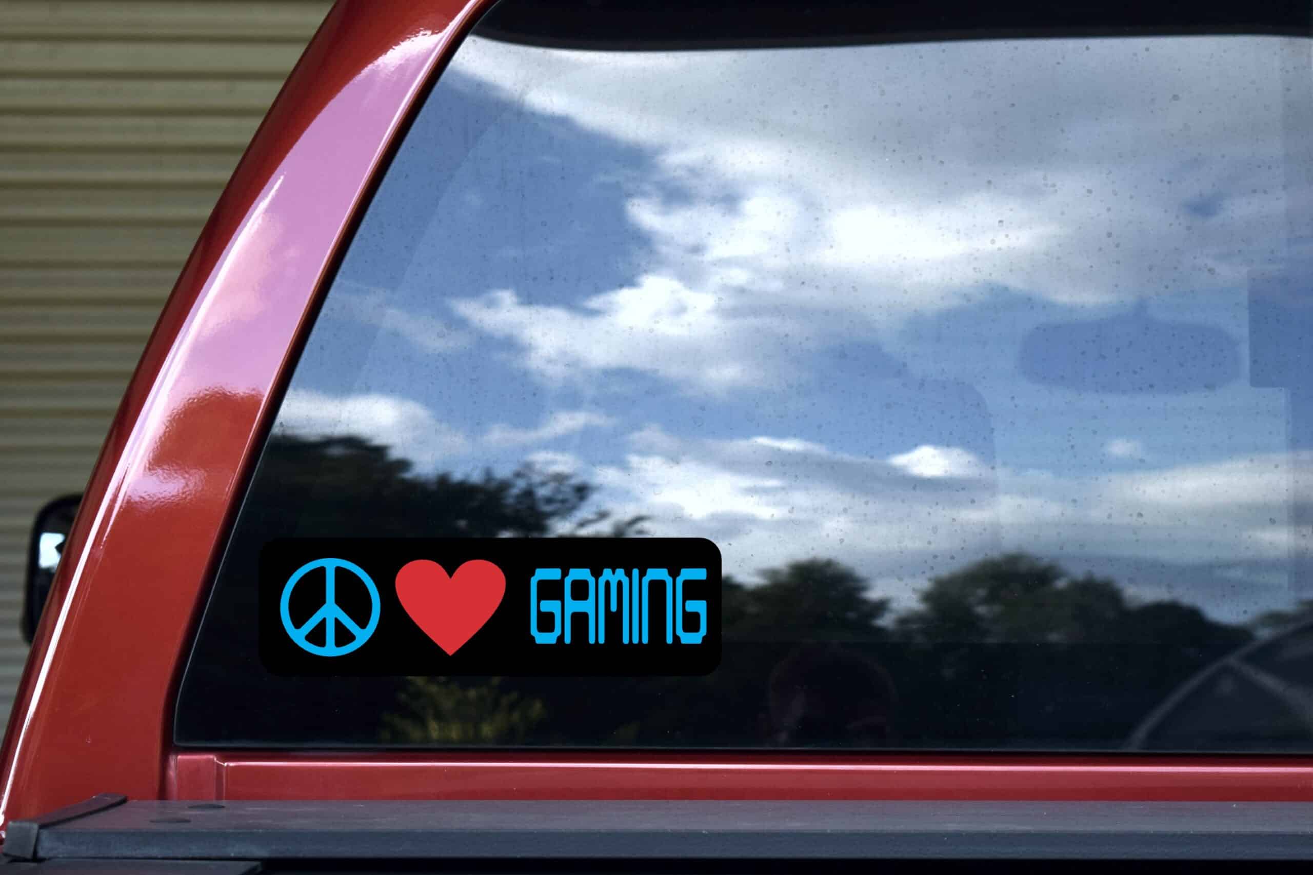 10in x 3in Blue Peace Love Gaming Bumper Sticker Video Game Vehicle Decal