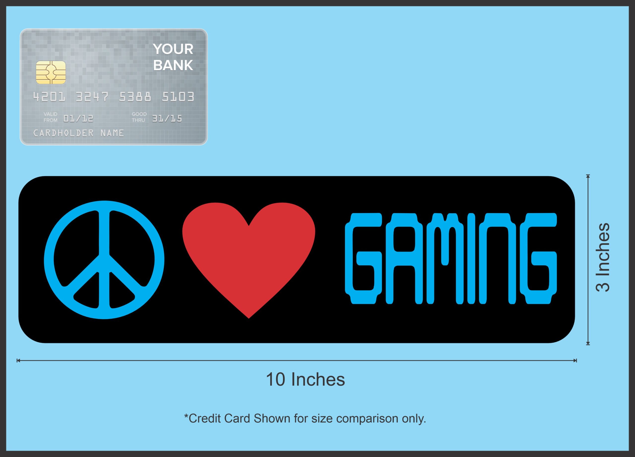 10in x 3in Blue Peace Love Gaming Bumper Sticker Video Game Vehicle Decal