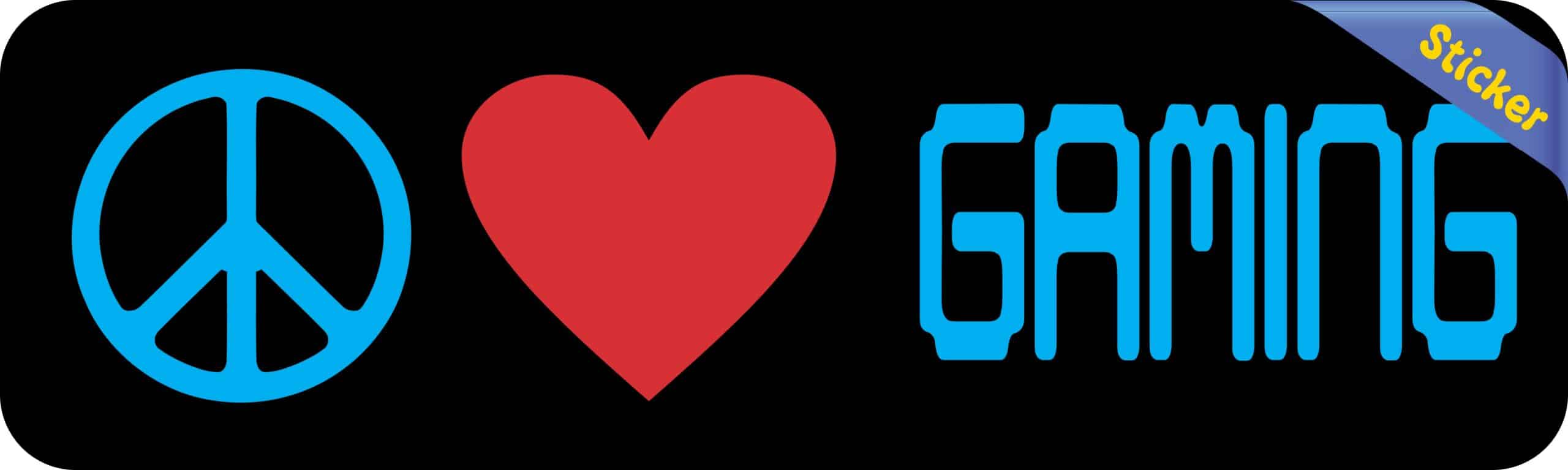 10in x 3in Blue Peace Love Gaming Bumper Sticker Video Game Vehicle Decal