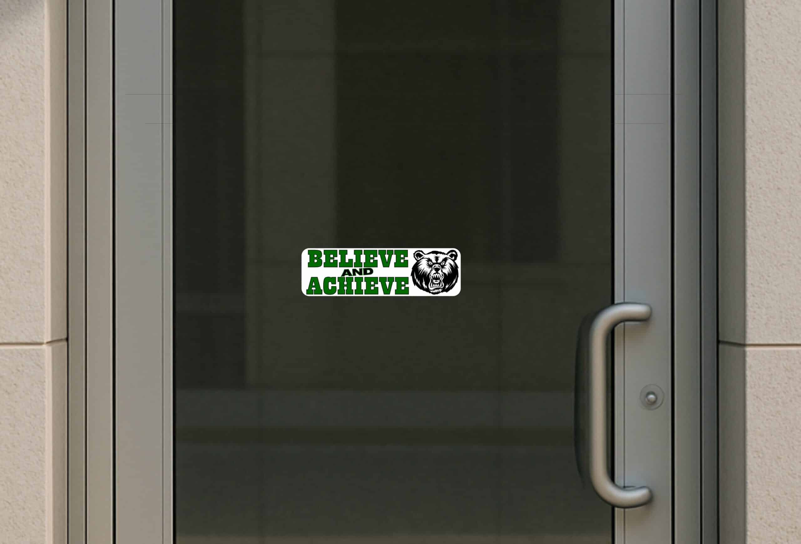 10in x 3in Green Bear Believe and Achieve Bumper Sticker School