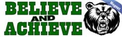10in x 3in Green Bear Believe and Achieve Magnet School Sports M