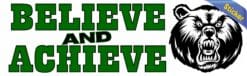 10in x 3in Green Bear Believe and Achieve Bumper Sticker School