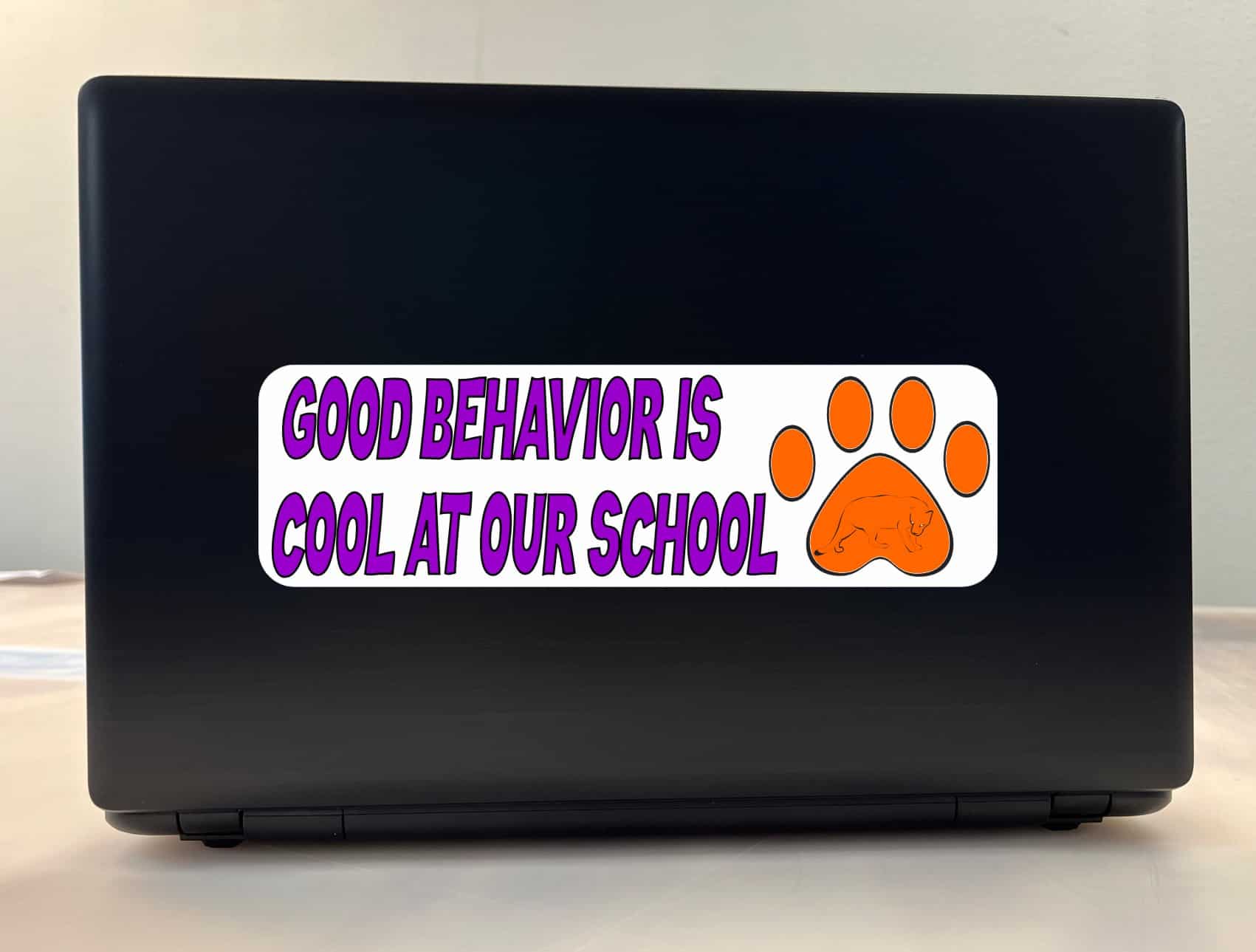 10in x 3in Purple Panther Good Behavior Is Cool at Our School Bu
