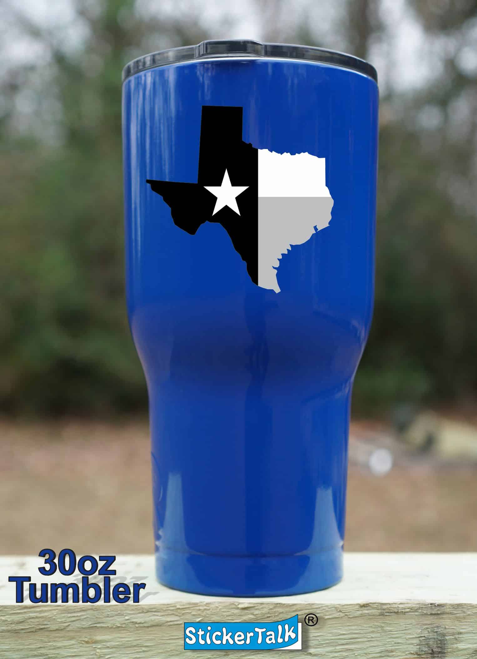 4in x 4in Die Cut Black and White Texas Sticker Vinyl State Flag
