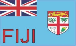 Labeled Fiji Flag Sticker