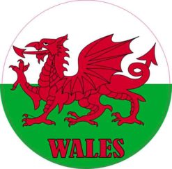 Labeled Circle Wales Flag Sticker