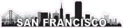 10in x 2.25in San Francisco Skyline Sticker Vinyl Travel Decal Stickers