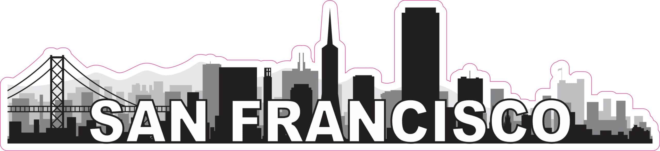 10in x 2.25in San Francisco Skyline Sticker Vinyl Travel Decal Stickers