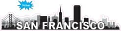 10in x 2.25in San Francisco Skyline Sticker Vinyl Travel Decal Stickers