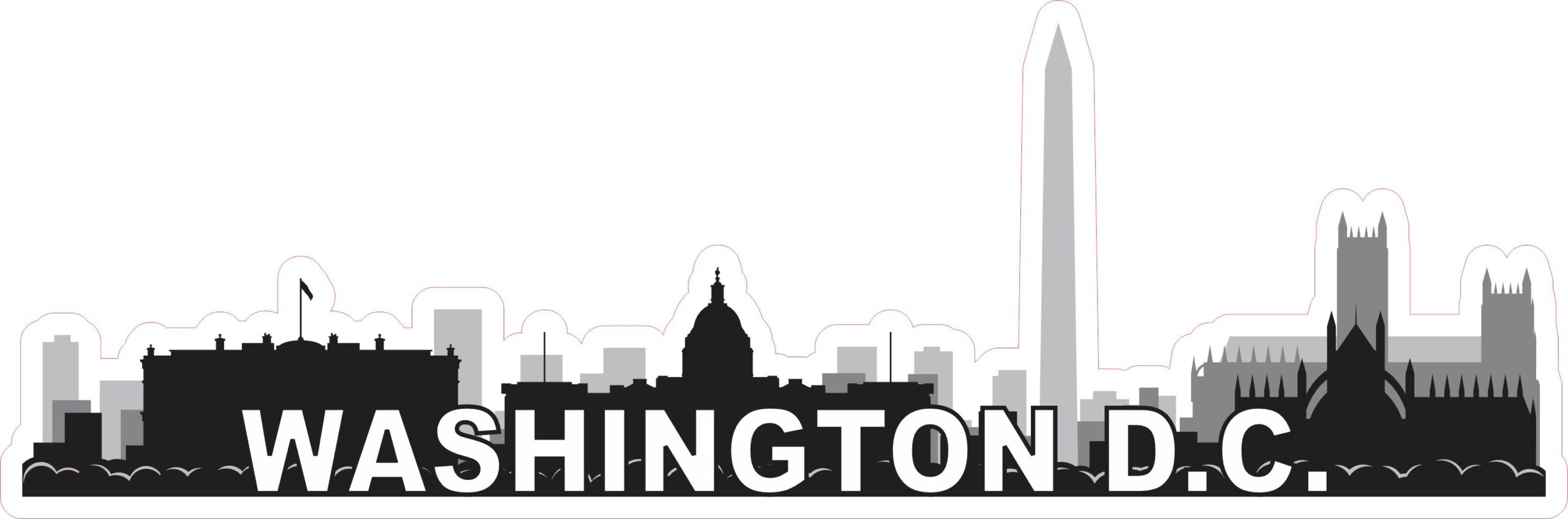 10in x 3.25in Washington D.C. Skyline Sticker Vinyl Travel Decal Stickers