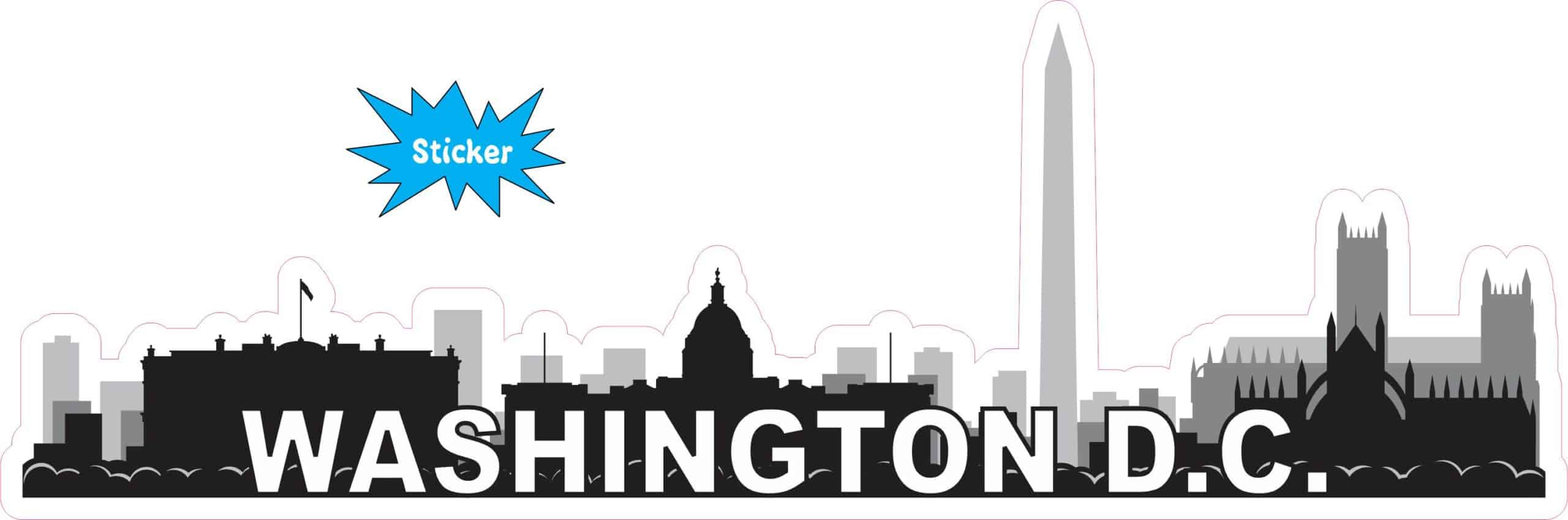 10in x 3.25in Washington D.C. Skyline Sticker Vinyl Travel Decal Stickers