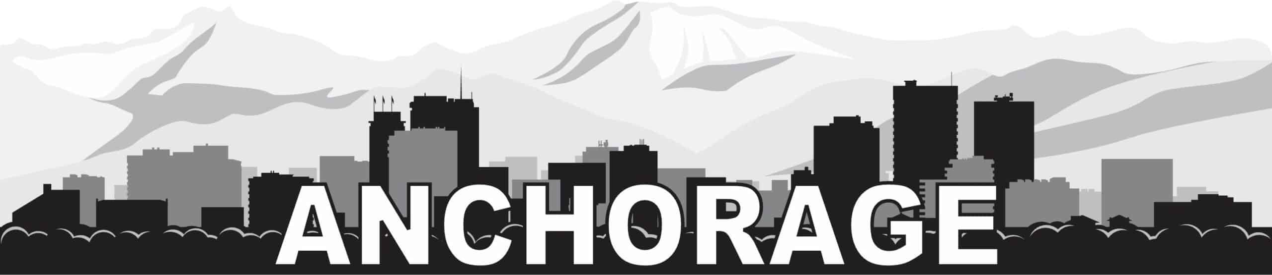 10in x 2.25in Anchorage Skyline Sticker Vinyl Alaska Travel Decal Stickers