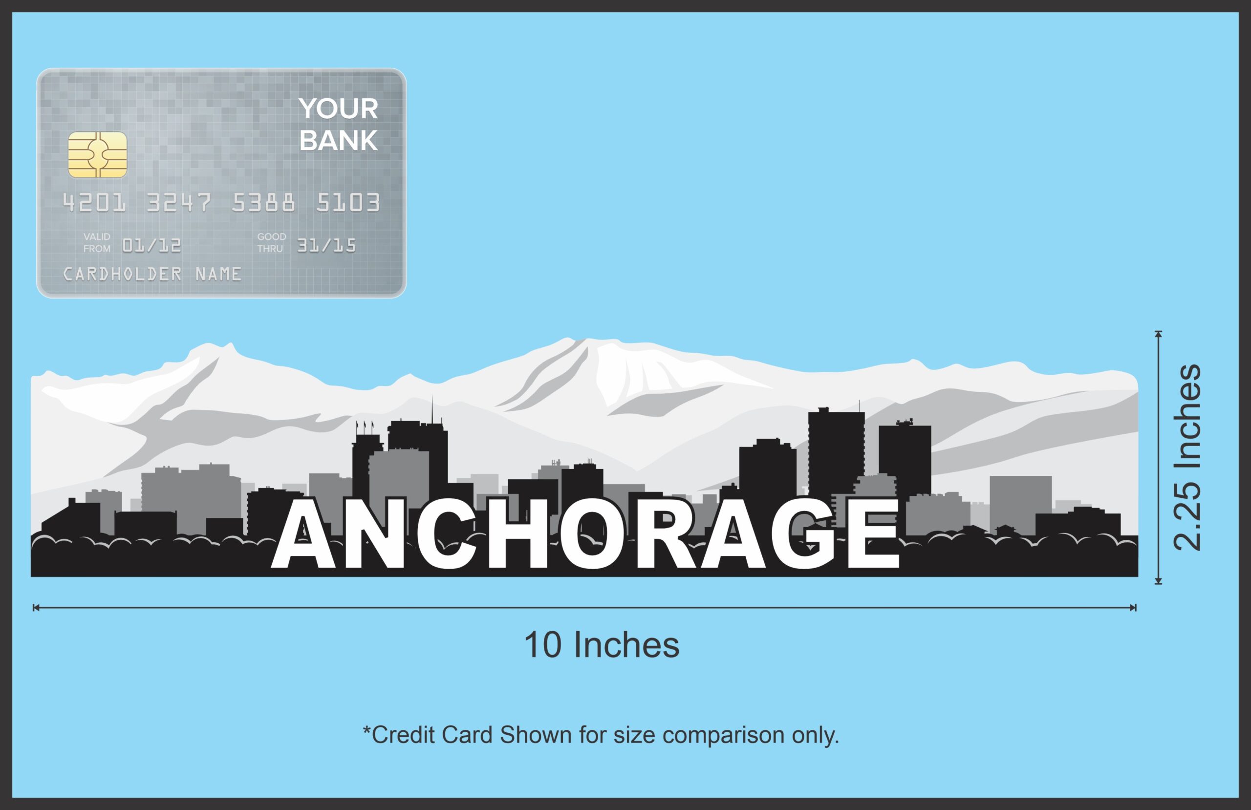 10in x 2.25in Anchorage Skyline Sticker Vinyl Alaska Travel Decal Stickers