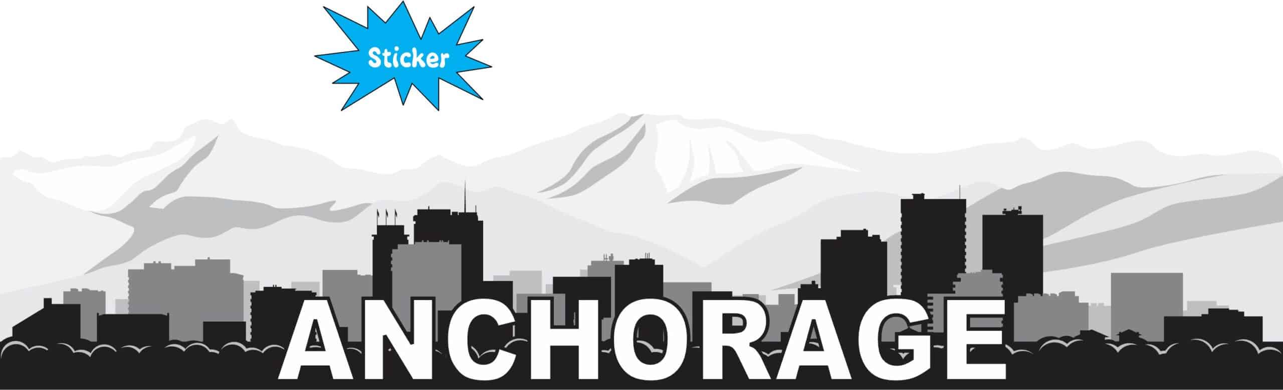 10in x 2.25in Anchorage Skyline Sticker Vinyl Alaska Travel Decal Stickers